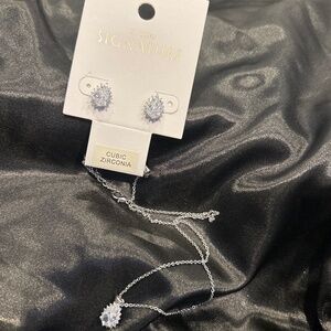 Diamond earring and necklace set CZ